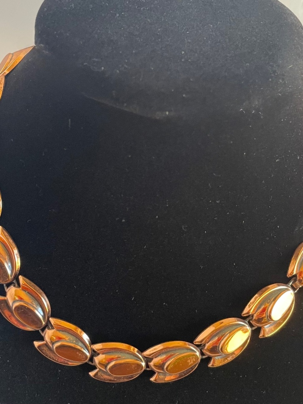 Renoir Matisse Copper Tulip Design Vintage Signed Necklace